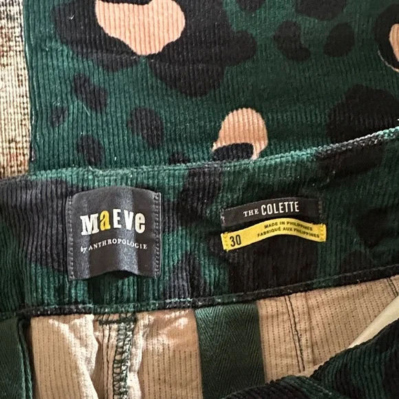 Maeve Green Leopard Print “Colette” Corduroy Pants - Picture 2 of 5